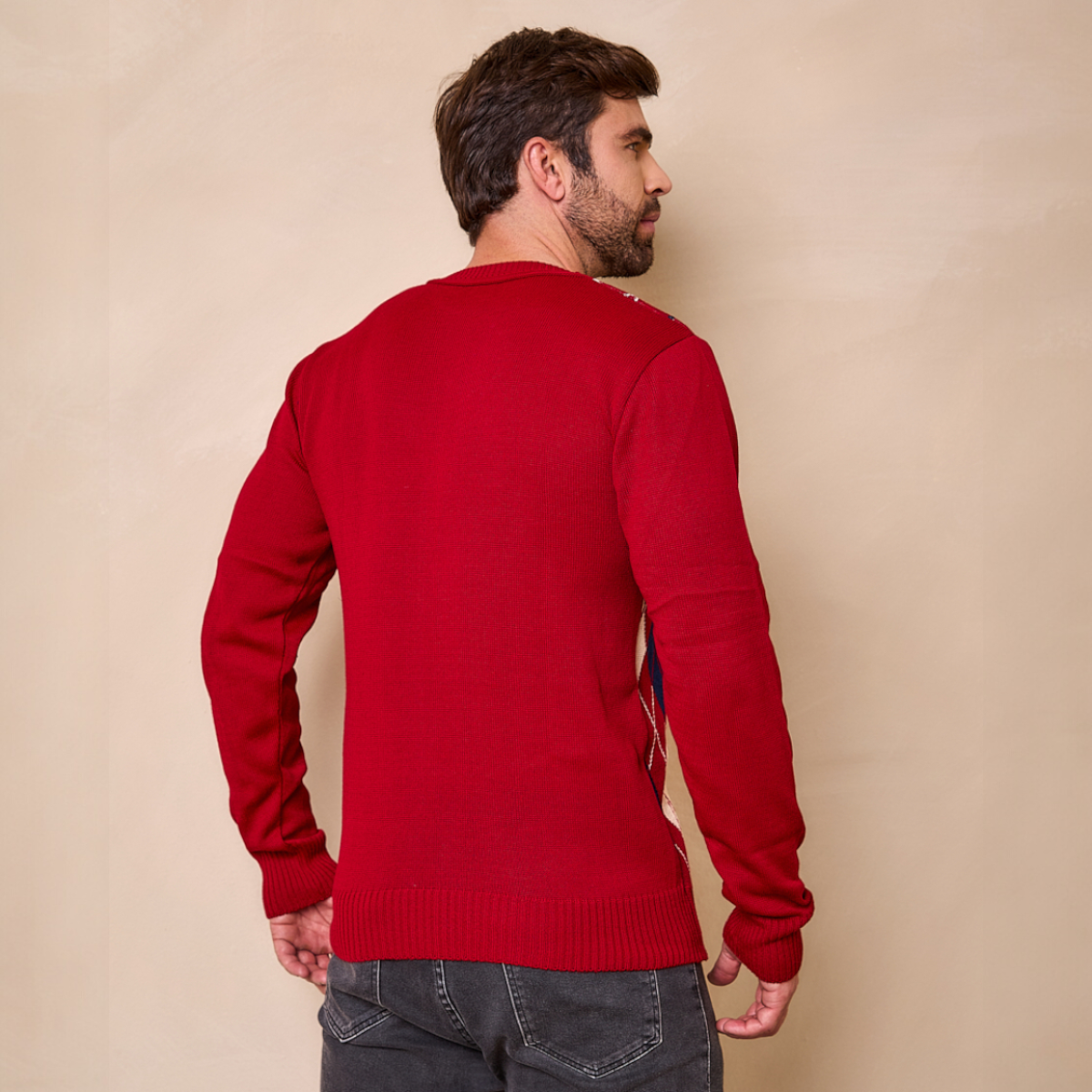 Blusa Masculina Xadrez Tricot Gola V