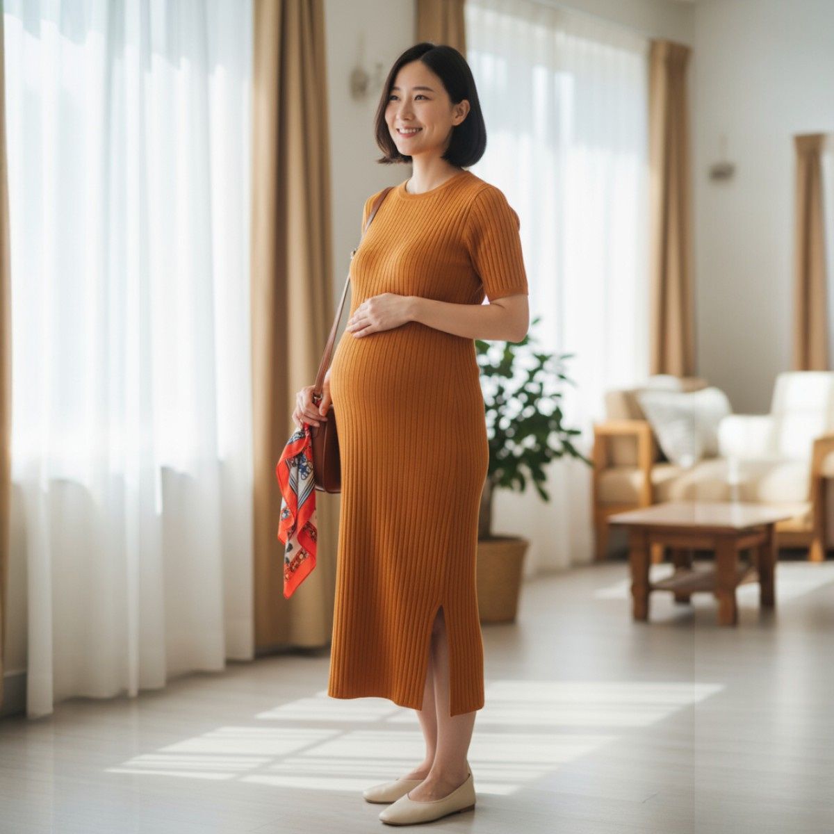 Vestido Midi Feminino Tubinho Manguinha Modal Evangélica