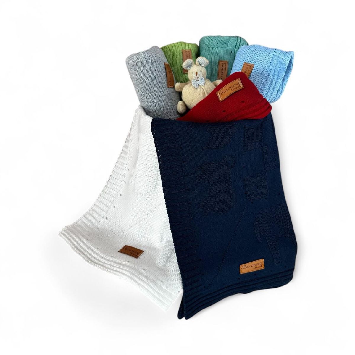 Kit 2 Mantinha de Tricô para Bebê Antialérgica