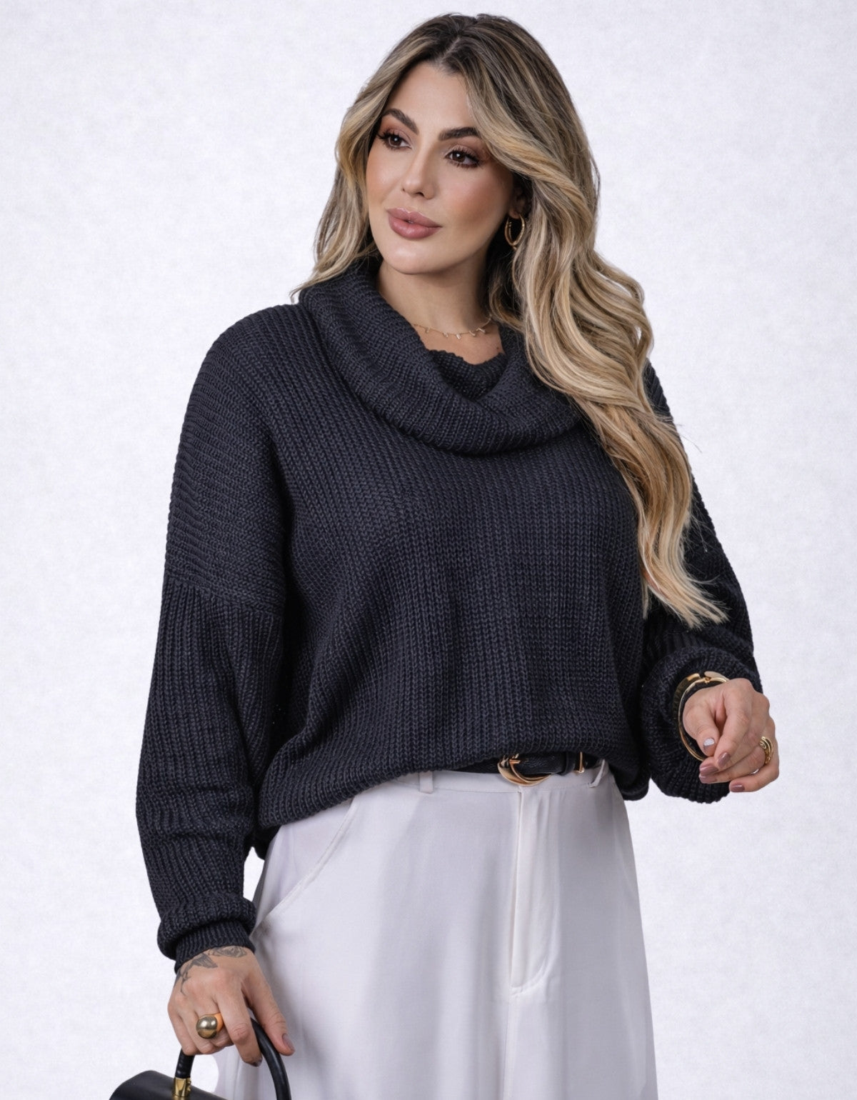 Blusa Feminina Elegante Gola Boba