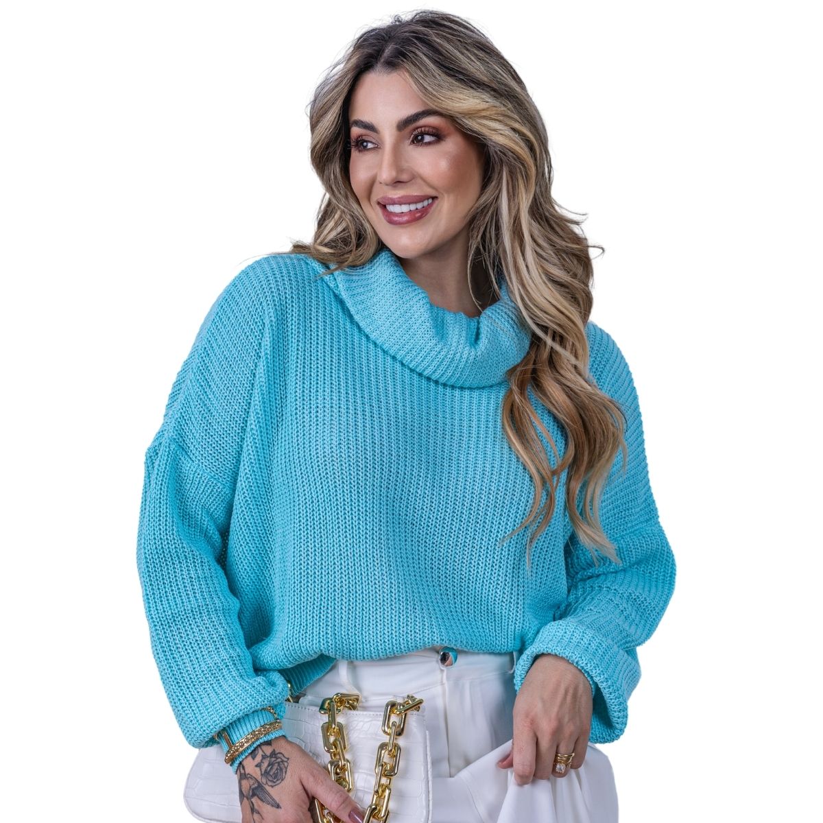Blusa Feminina Tricot Lã Grossa Ampla De Frio Inverno Quente