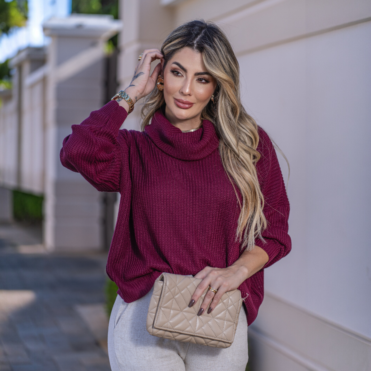 Blusa Feminina Elegante Gola Boba