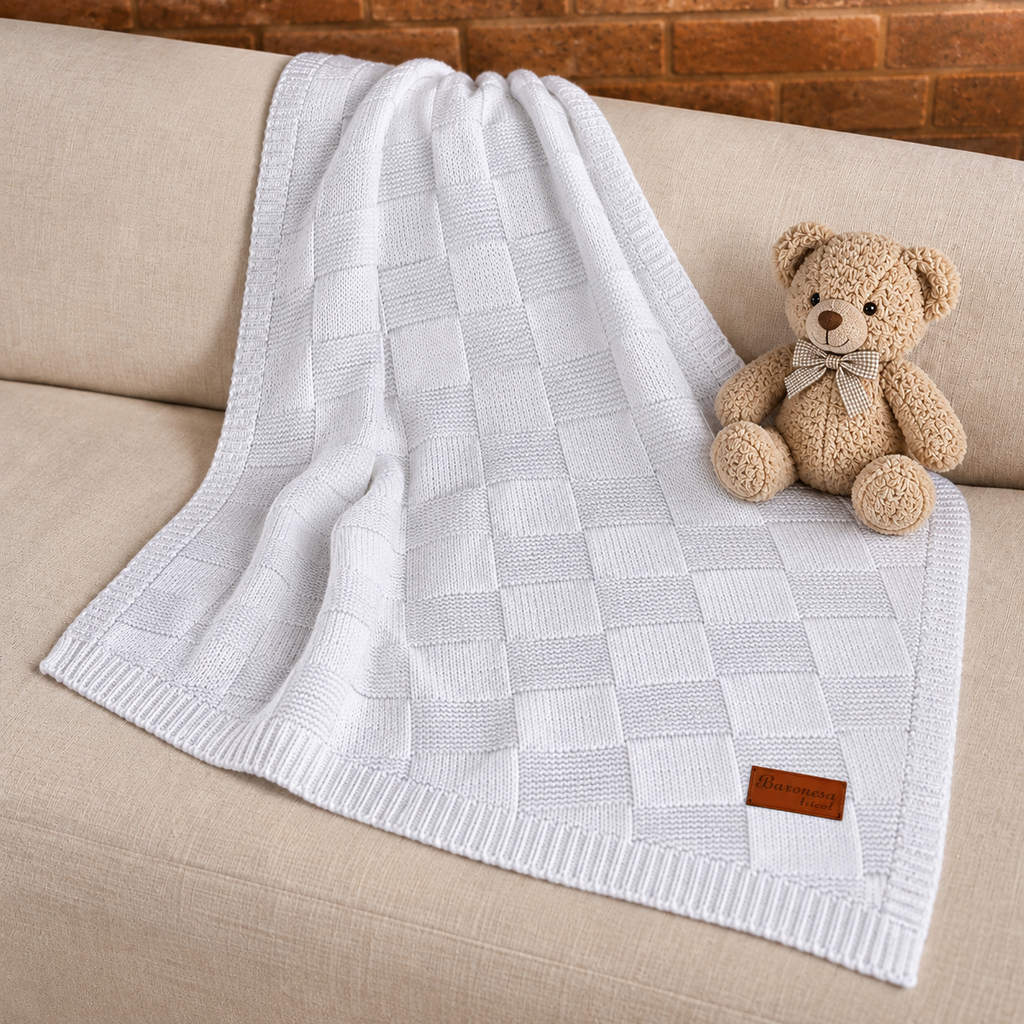 Manta de Tricot para Bebê Recem Nascido DA