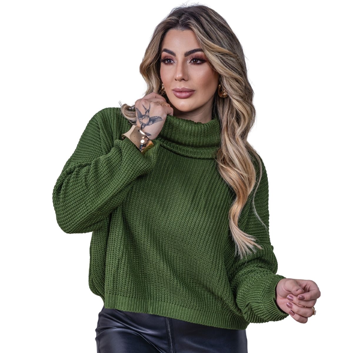 Blusa Feminina Tricot Lã Grossa Ampla De Frio Inverno Quente