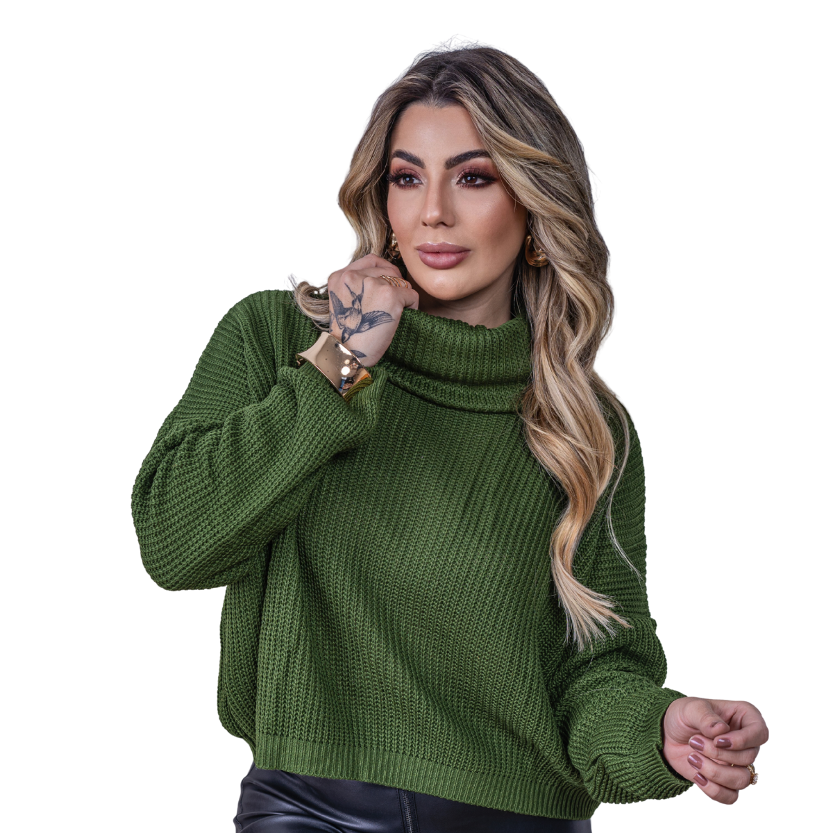 Blusa Feminina Tricot Lã Grossa Ampla De Frio Inverno Quente